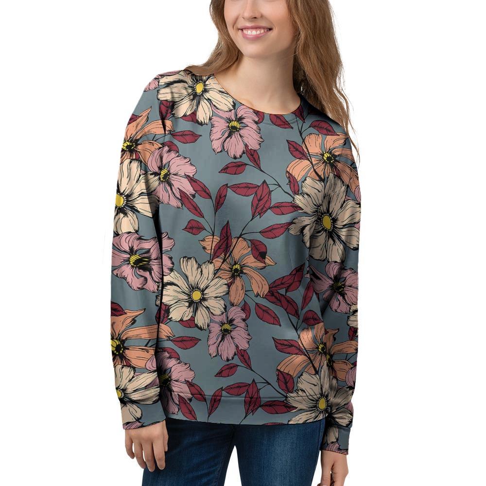 Flower Print Women's Sweatshirt-grizzshop