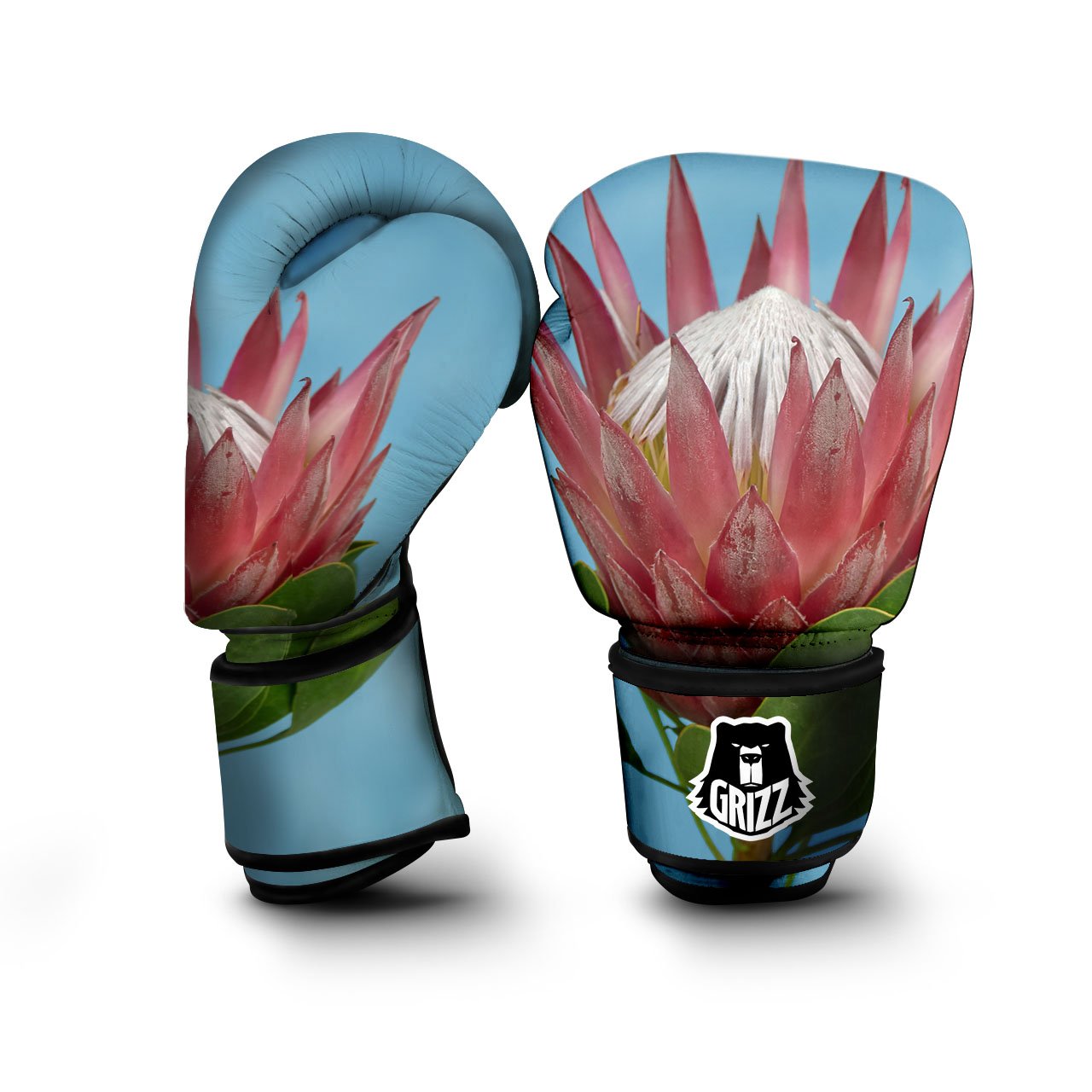 Flower Protea Print Boxing Gloves-grizzshop