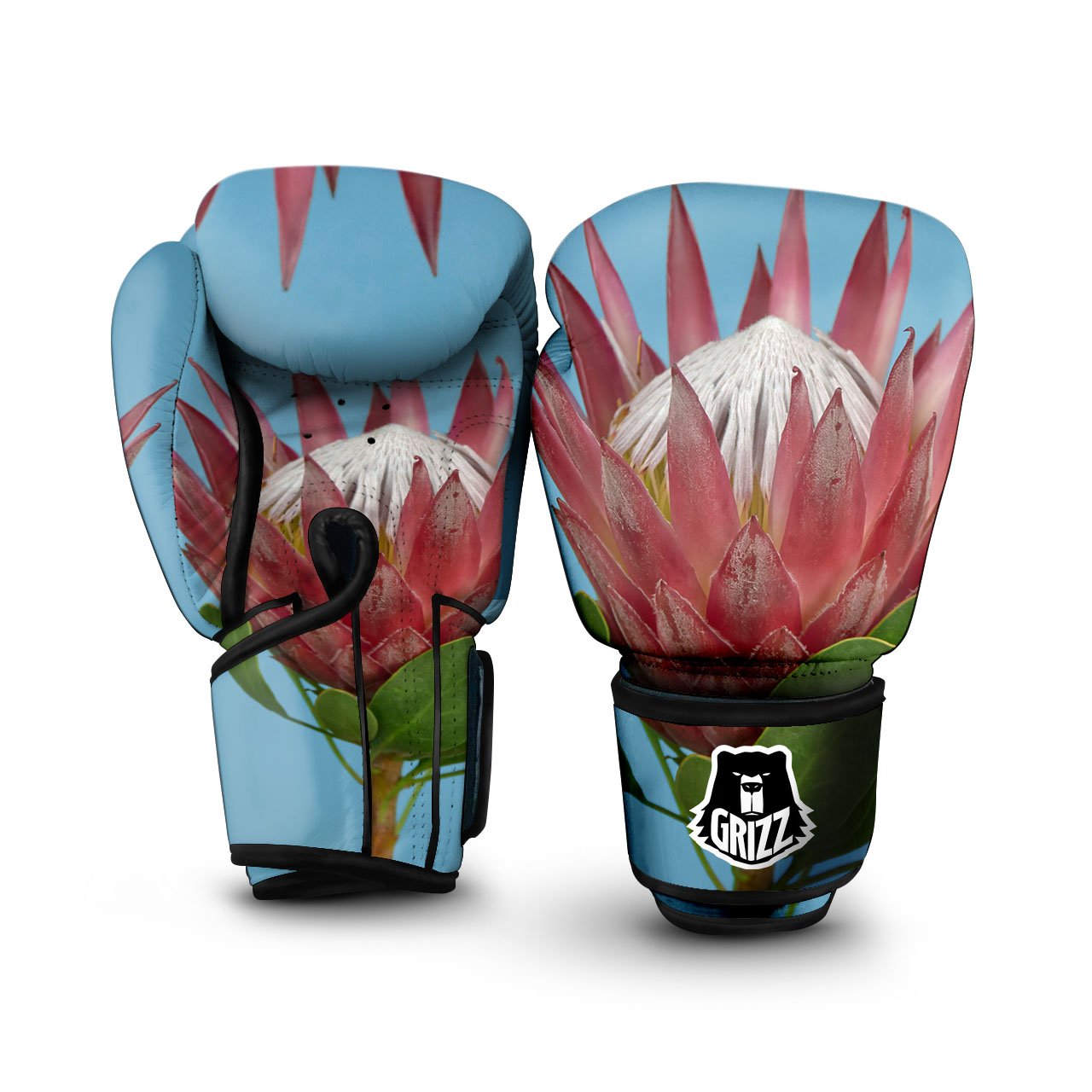 Flower Protea Print Boxing Gloves-grizzshop