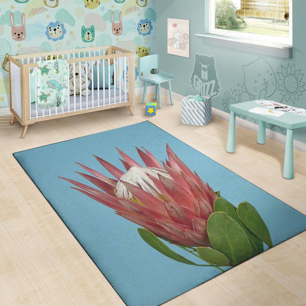 Flower Protea Print Floor Mat-grizzshop