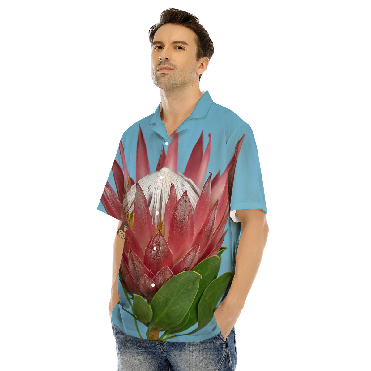 Flower Protea Print Men's Hawaiian Shirt-grizzshop