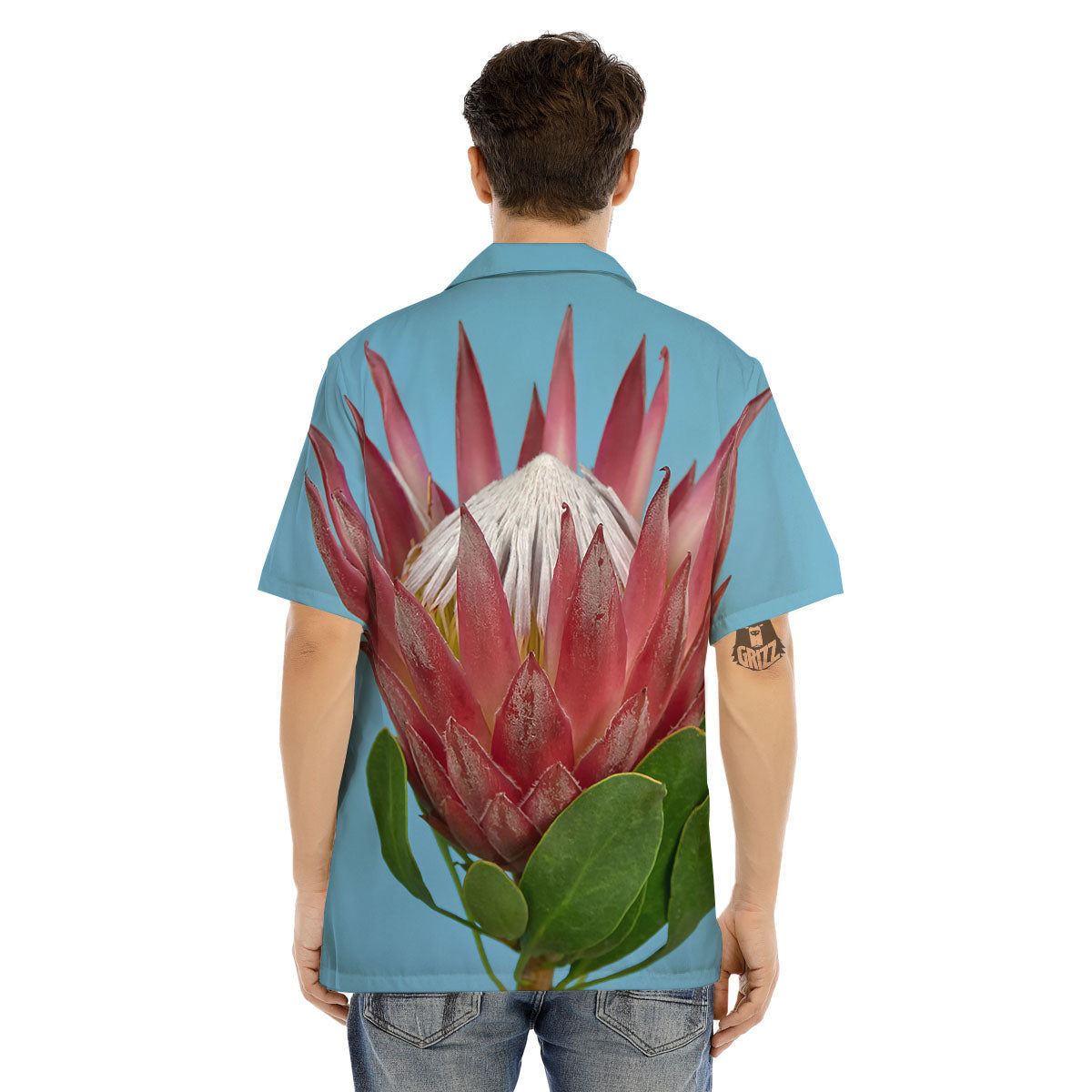 Flower Protea Print Men's Hawaiian Shirt-grizzshop