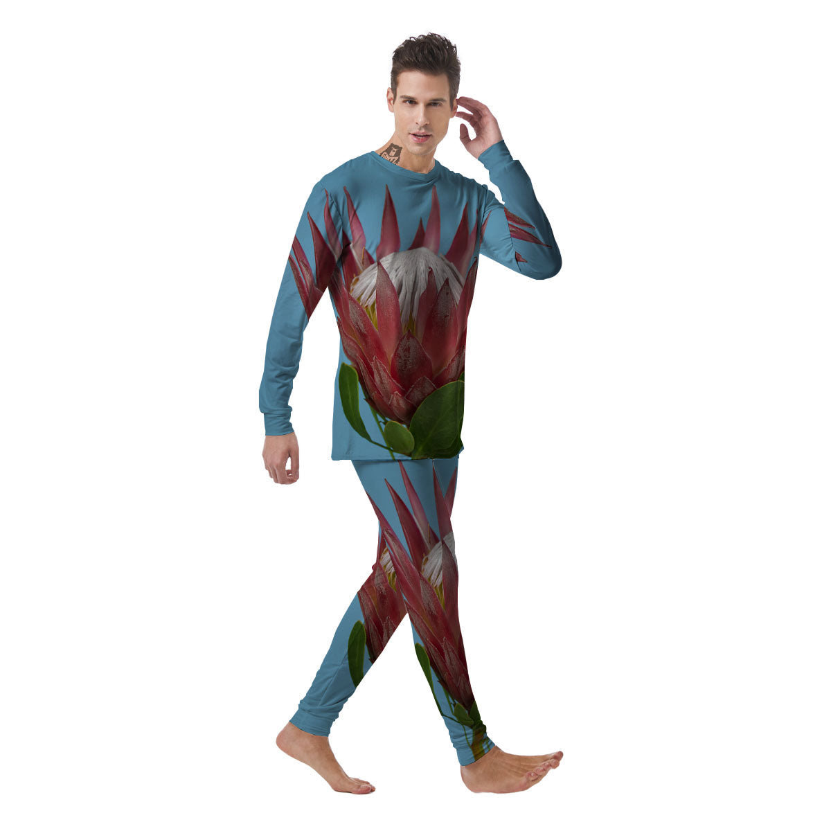 Flower Protea Print Men's Pajamas-grizzshop