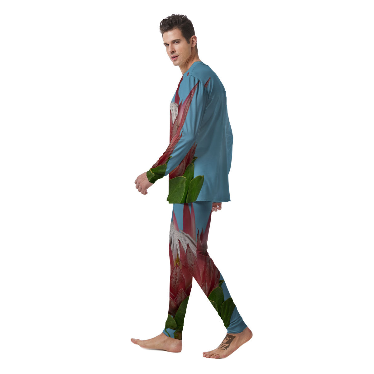 Flower Protea Print Men's Pajamas-grizzshop