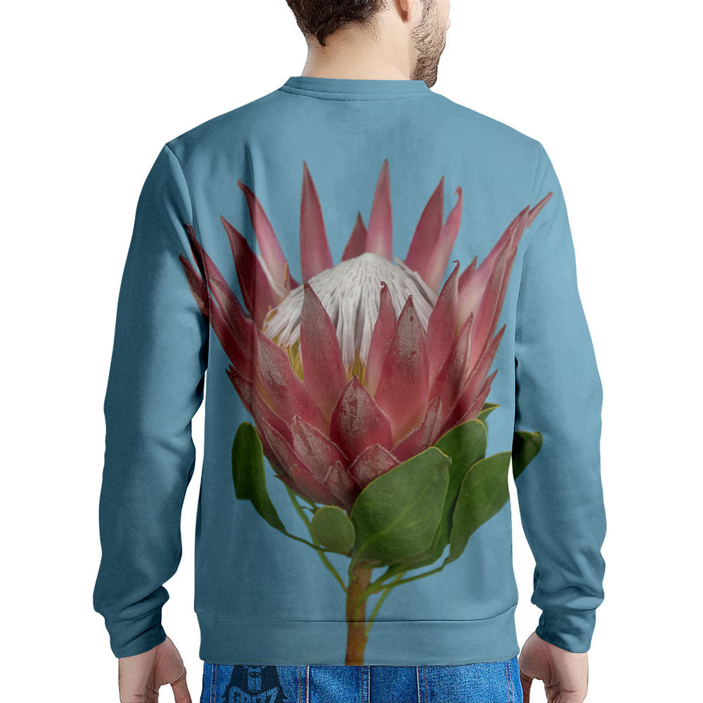 Flower Protea Print Men's Sweatshirt-grizzshop