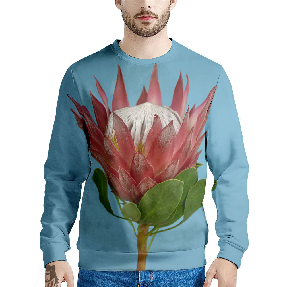 Flower Protea Print Men's Sweatshirt-grizzshop
