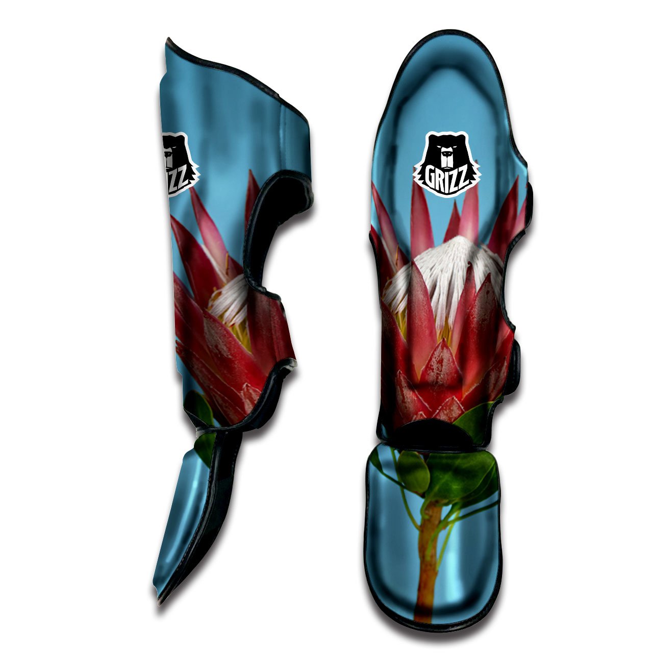 Flower Protea Print Muay Thai Shin Guards-grizzshop