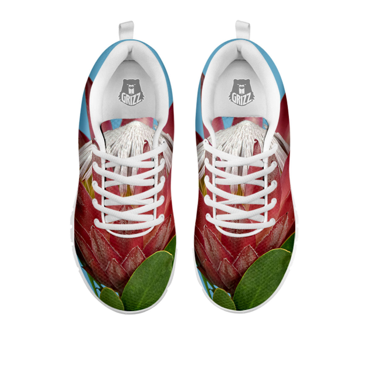 Flower Protea Print White Sneaker-grizzshop