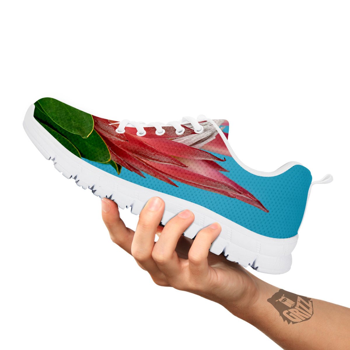 Flower Protea Print White Sneaker-grizzshop