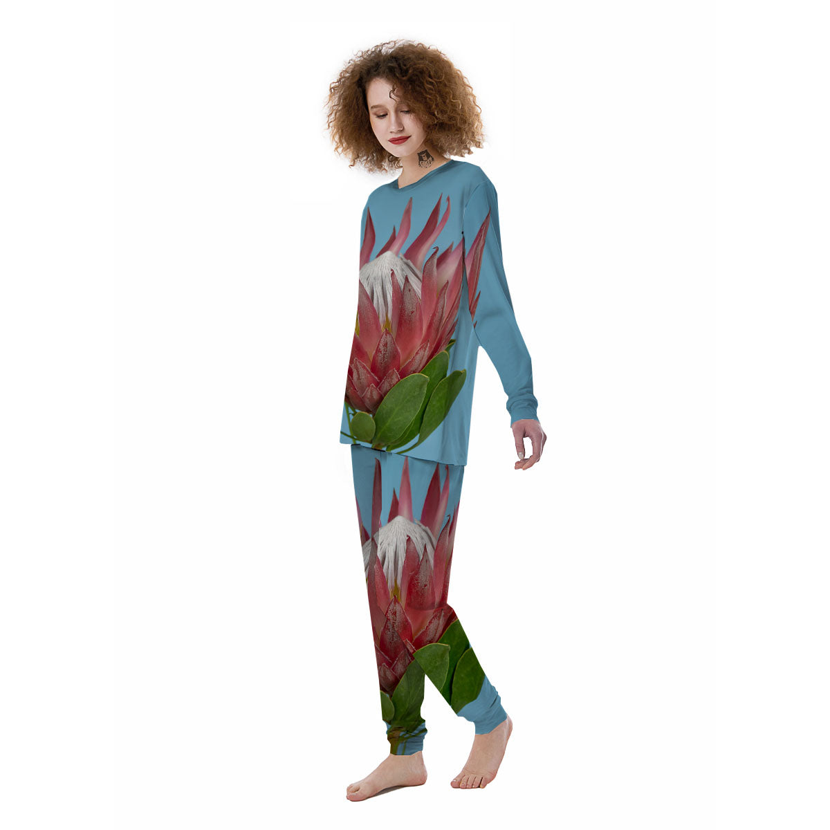 Flower Protea Print Women's Pajamas-grizzshop