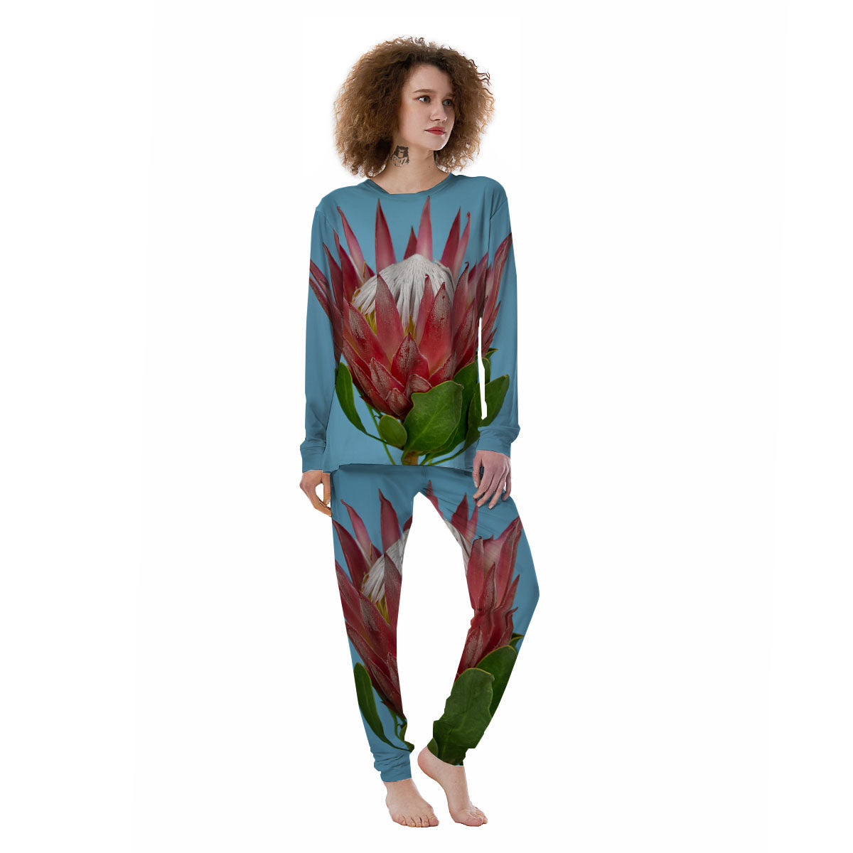 Flower Protea Print Women's Pajamas-grizzshop