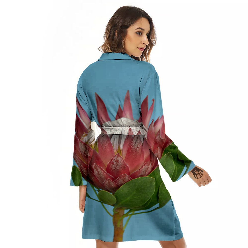 Flower Protea Print Women's Robe-grizzshop