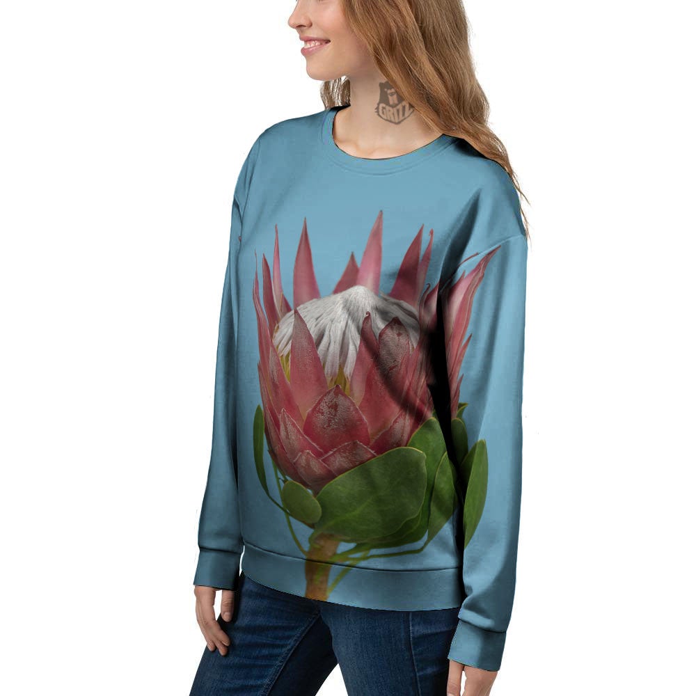 Flower Protea Print Women's Sweatshirt-grizzshop