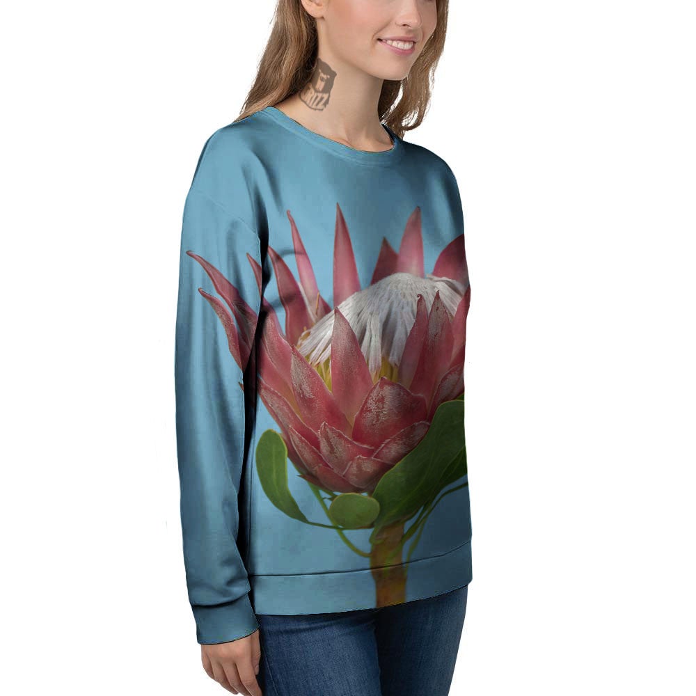 Flower Protea Print Women's Sweatshirt-grizzshop