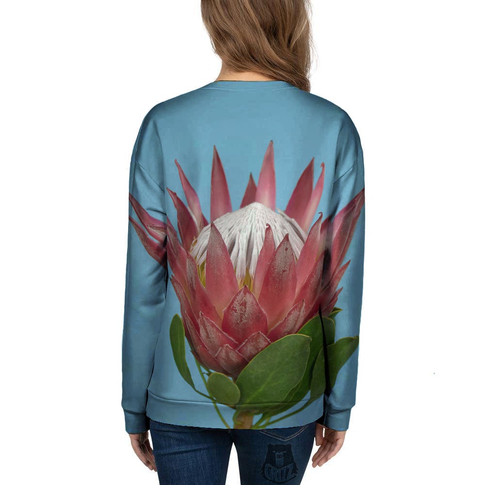 Flower Protea Print Women's Sweatshirt-grizzshop
