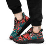 Flower Psychedelic Hawaiian Print Black Athletic Shoes-grizzshop