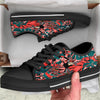 Flower Psychedelic Hawaiian Print Black Low Top Shoes-grizzshop