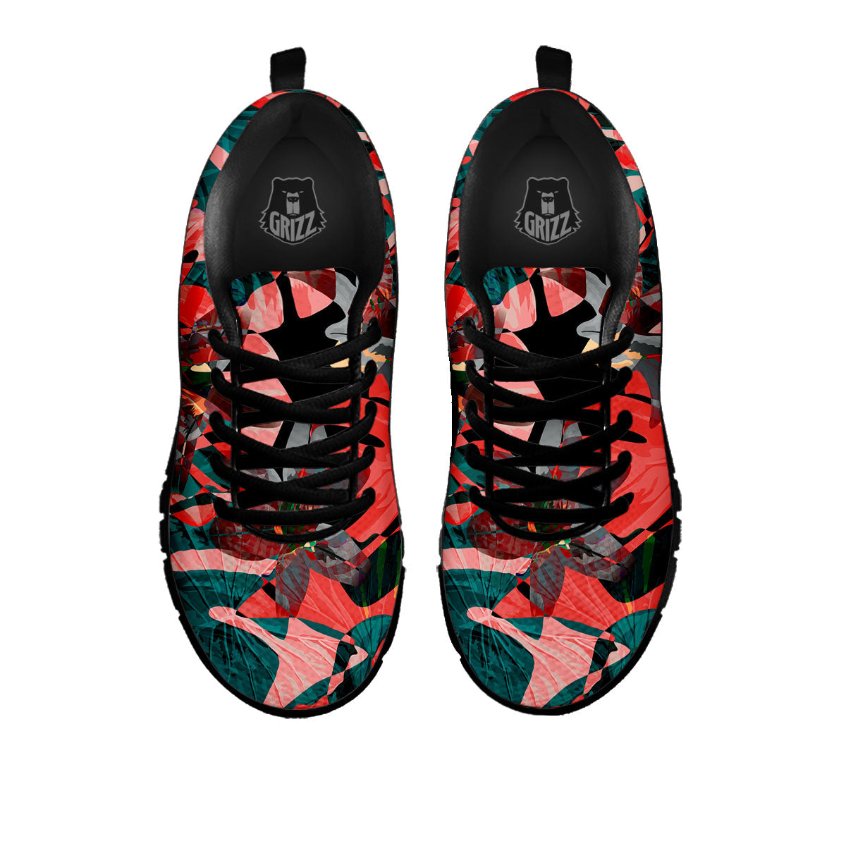 Flower Psychedelic Hawaiian Print Black Sneaker-grizzshop