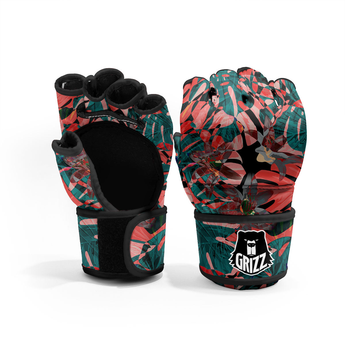Flower Psychedelic Hawaiian Print MMA Gloves-grizzshop