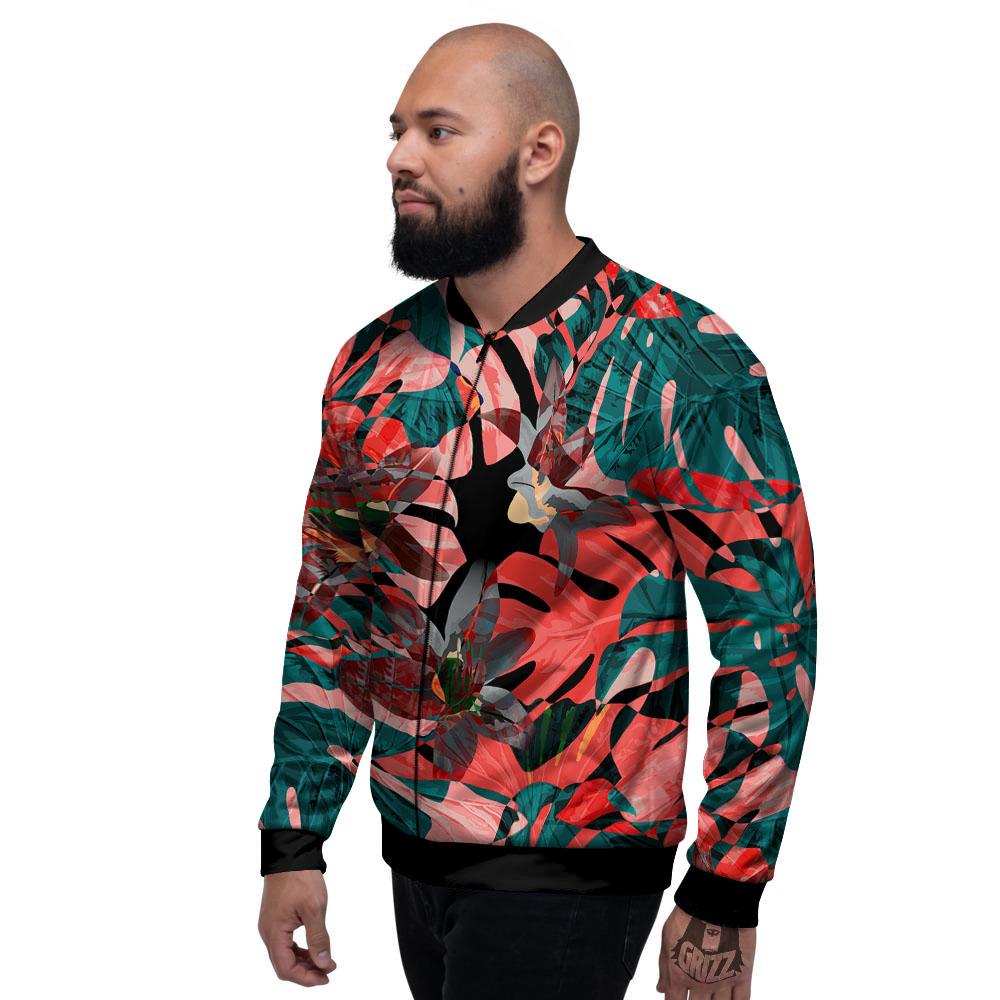 Flower Psychedelic Hawaiian Print Men's Bomber Jacket-grizzshop