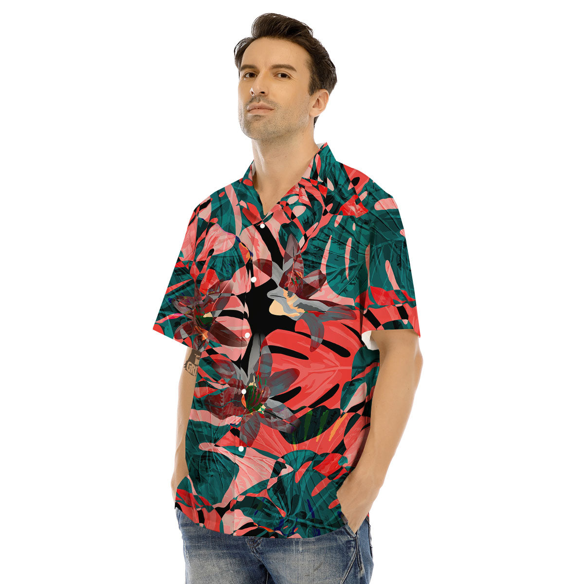 Flower Psychedelic Hawaiian Print Men's Hawaiian Shirt-grizzshop