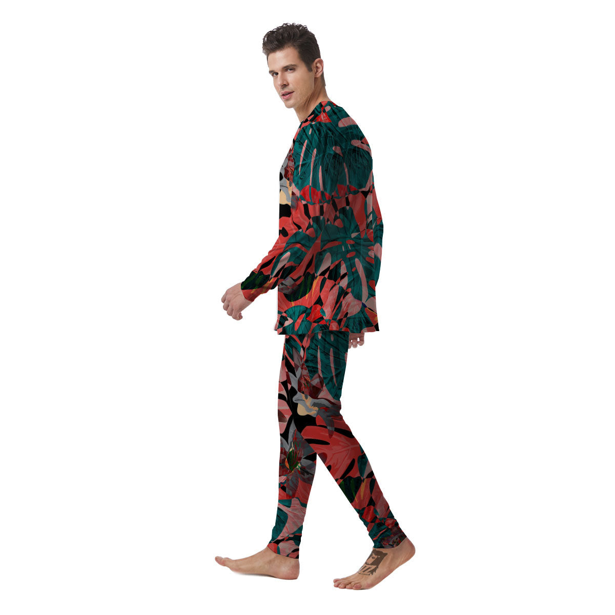 Flower Psychedelic Hawaiian Print Men's Pajamas-grizzshop