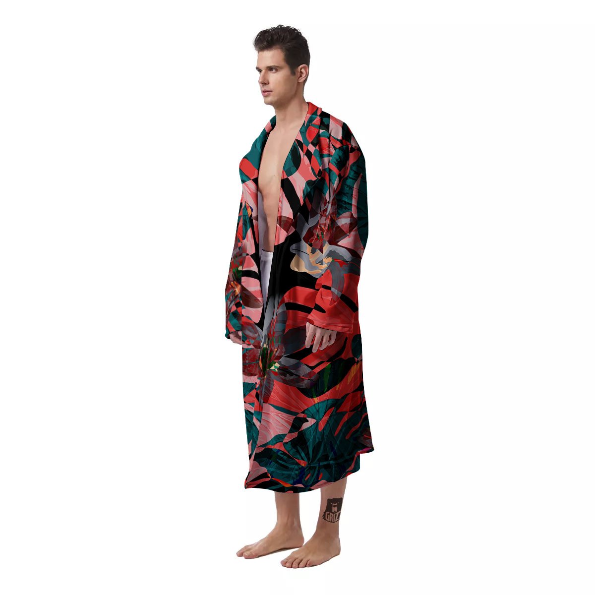 Flower Psychedelic Hawaiian Print Men's Robe-grizzshop