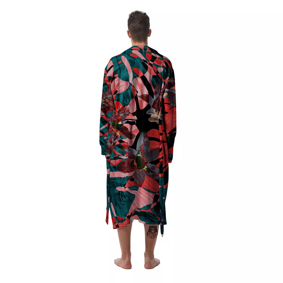 Flower Psychedelic Hawaiian Print Men's Robe-grizzshop