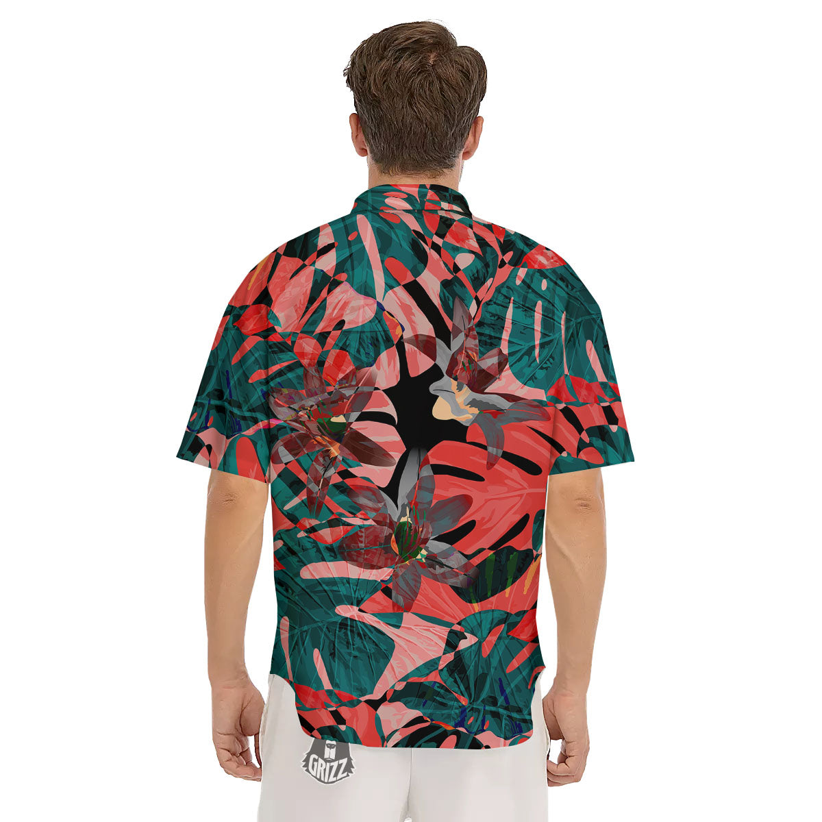 Flower Psychedelic Hawaiian Print Men's Short Sleeve Shirts-grizzshop