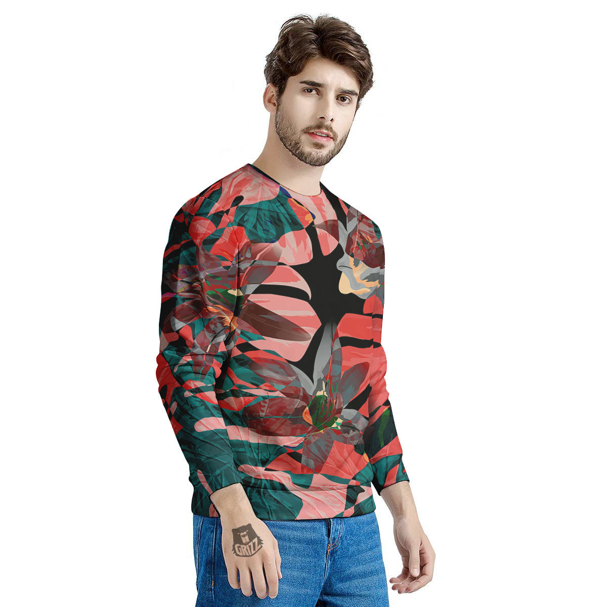 Flower Psychedelic Hawaiian Print Men's Sweatshirt-grizzshop