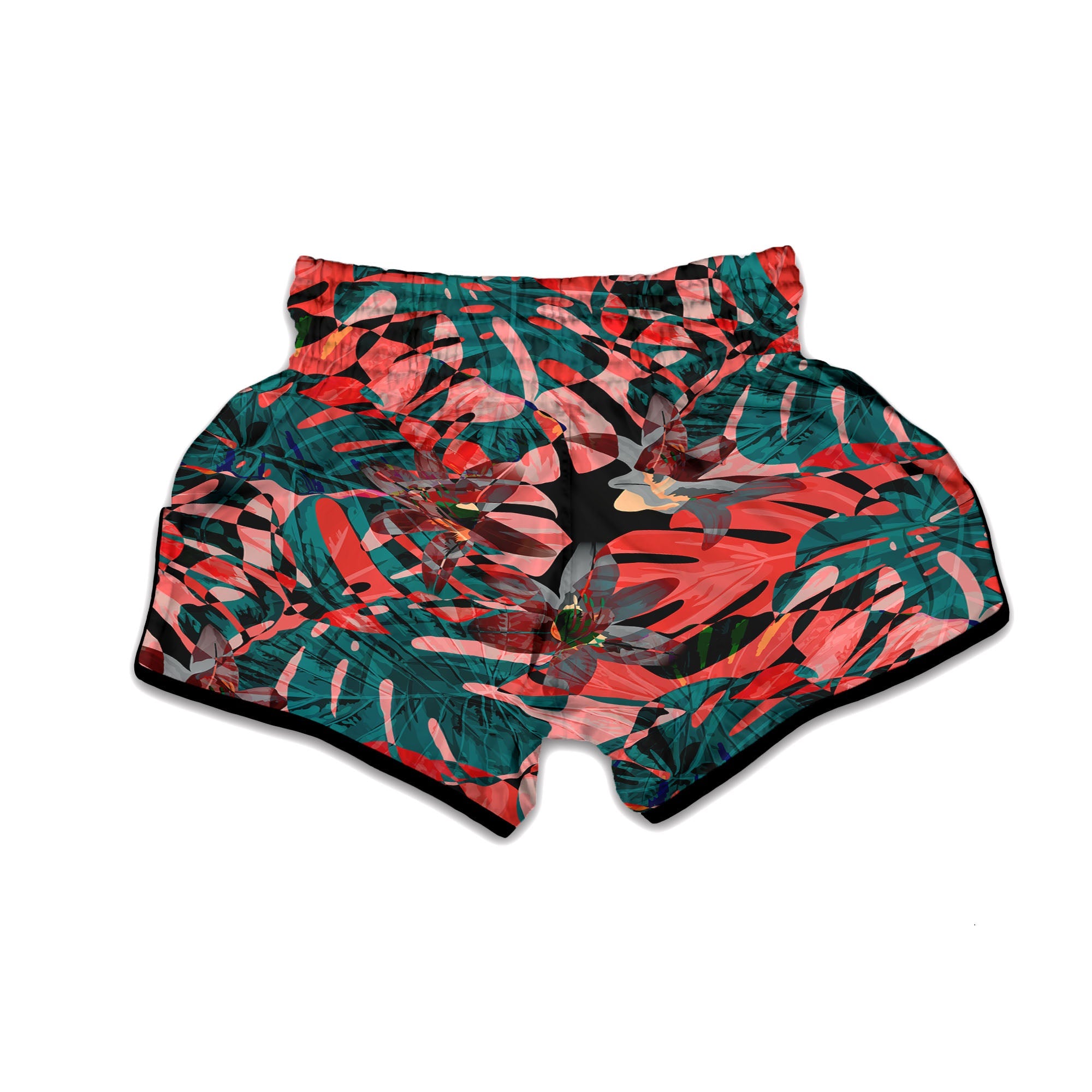 Flower Psychedelic Hawaiian Print Muay Thai Boxing Shorts-grizzshop