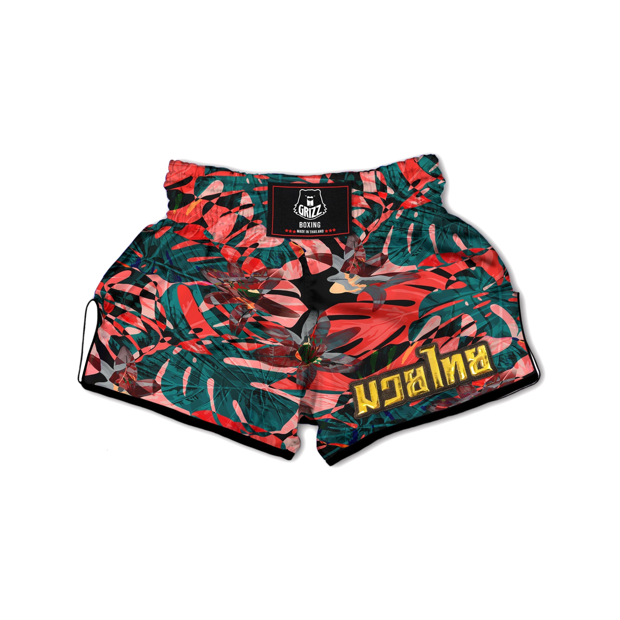 Flower Psychedelic Hawaiian Print Muay Thai Boxing Shorts-grizzshop