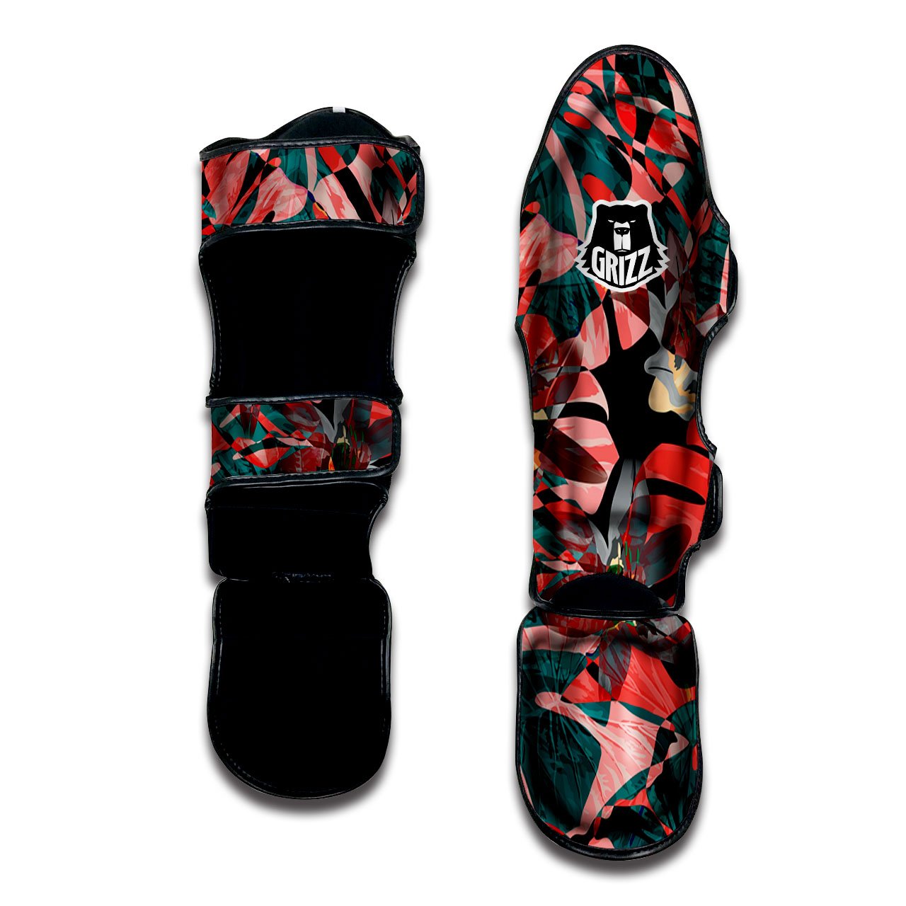 Flower Psychedelic Hawaiian Print Muay Thai Shin Guards-grizzshop