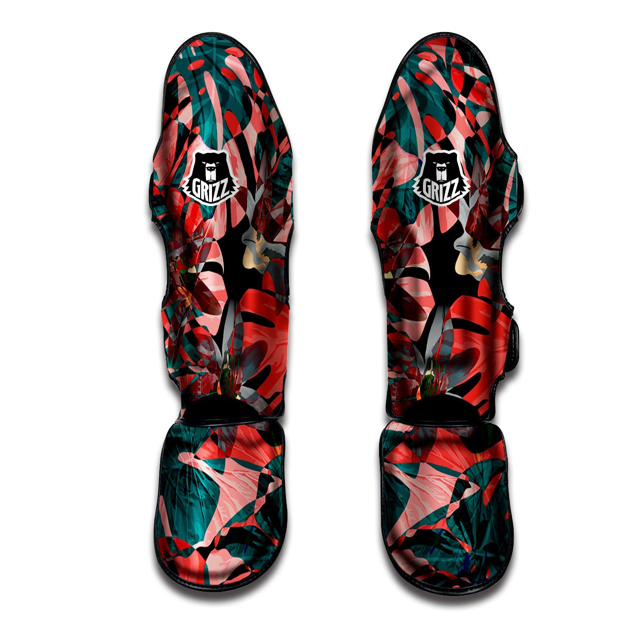 Flower Psychedelic Hawaiian Print Muay Thai Shin Guards-grizzshop