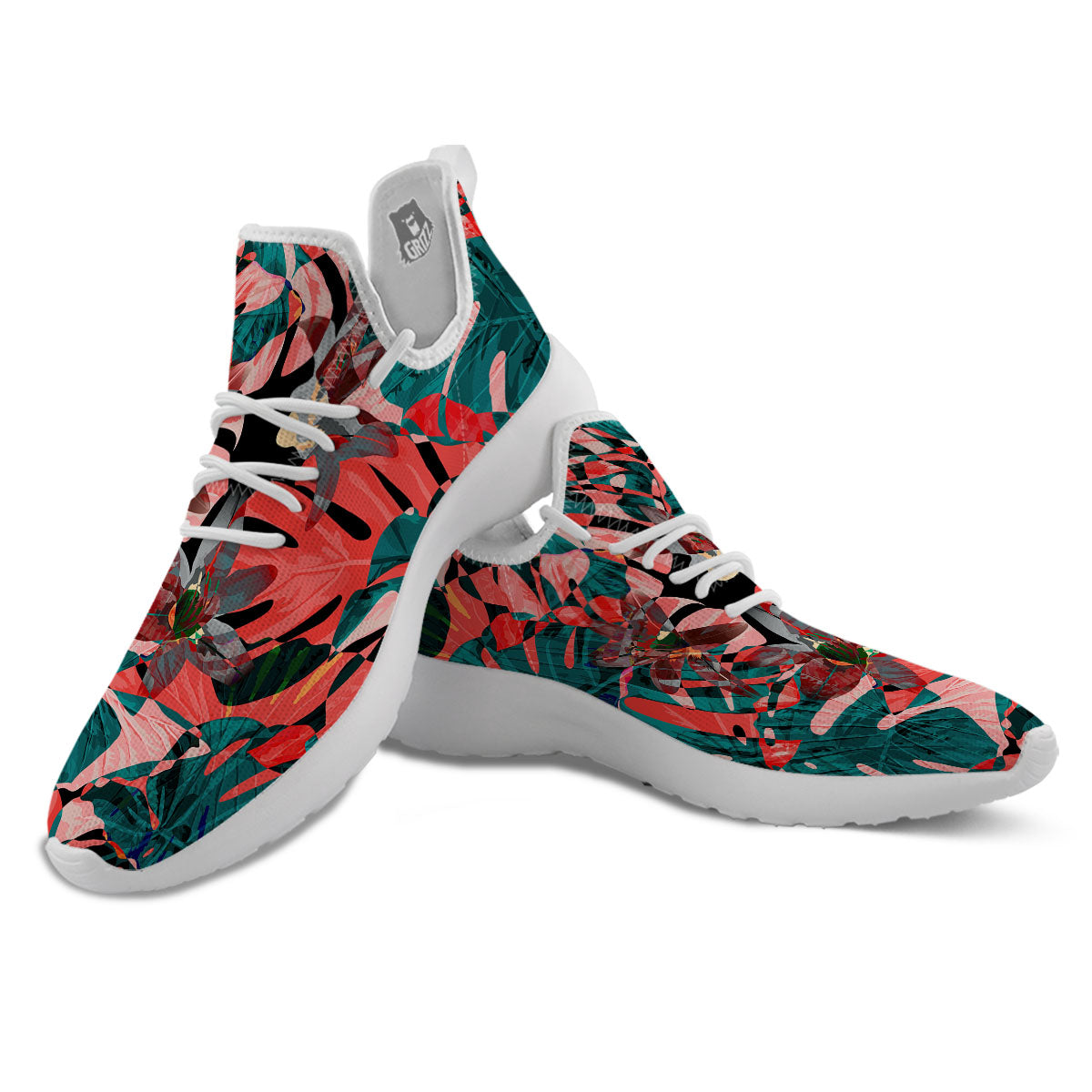 Flower Psychedelic Hawaiian Print White Athletic Shoes-grizzshop