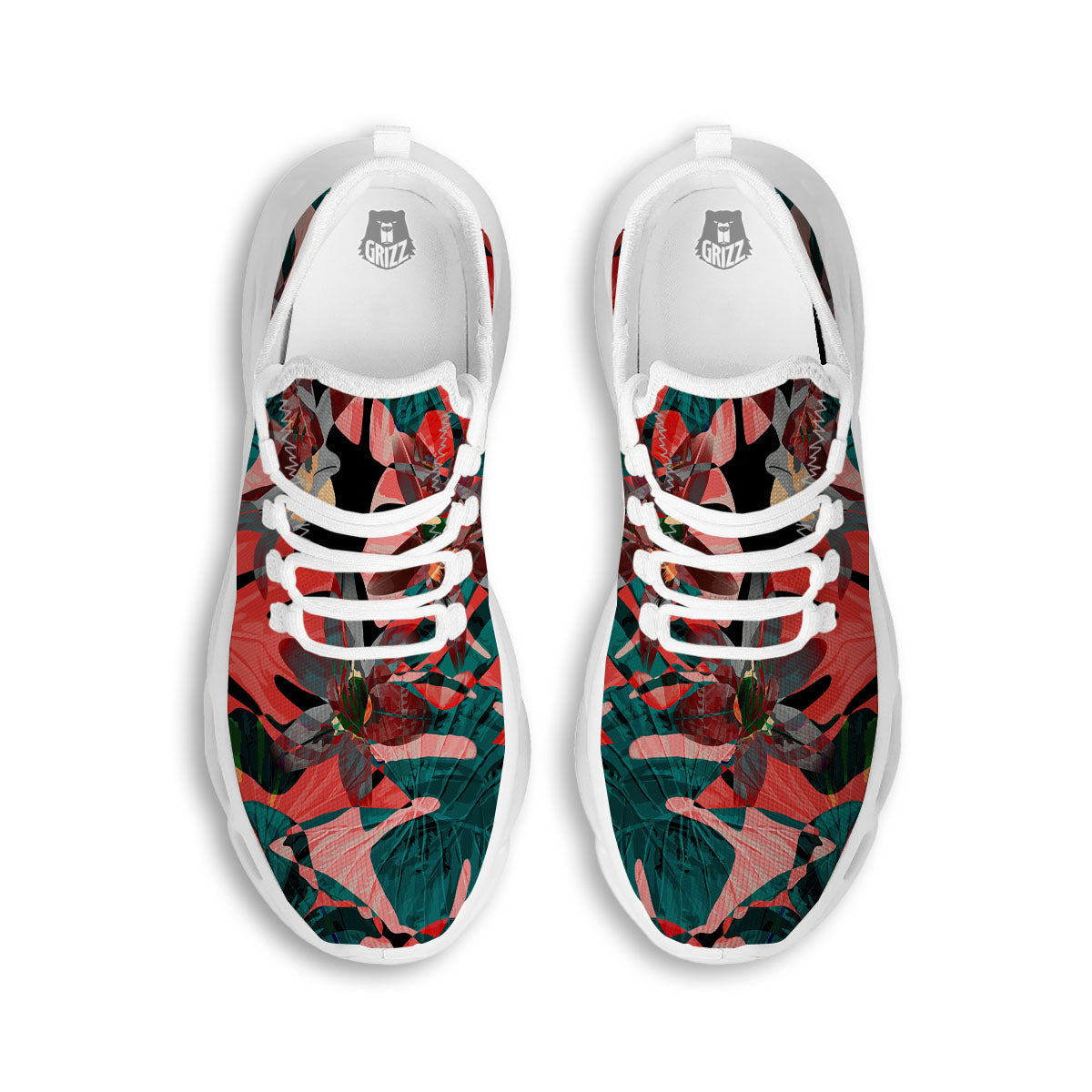 Flower Psychedelic Hawaiian Print White Running Shoes-grizzshop