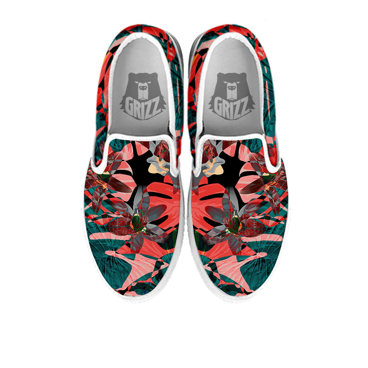 Flower Psychedelic Hawaiian Print White Slip On Shoes-grizzshop