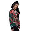 Flower Psychedelic Hawaiian Print Women's Bomber Jacket-grizzshop