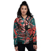 Flower Psychedelic Hawaiian Print Women's Bomber Jacket-grizzshop