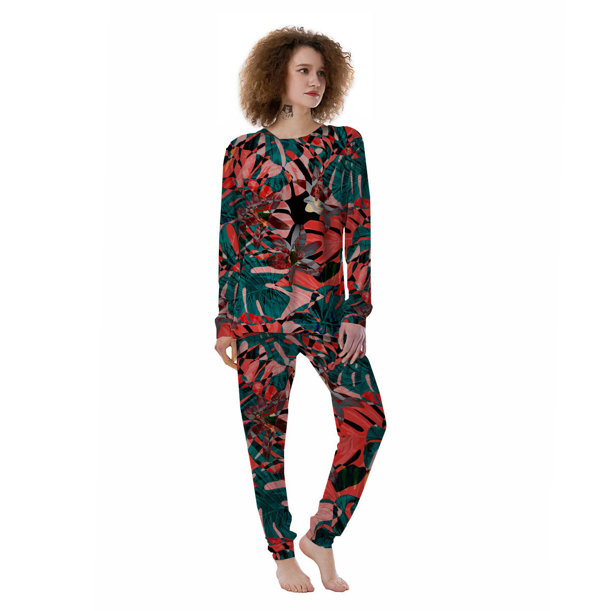 Flower Psychedelic Hawaiian Print Women's Pajamas-grizzshop