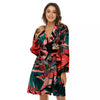 Flower Psychedelic Hawaiian Print Women's Robe-grizzshop