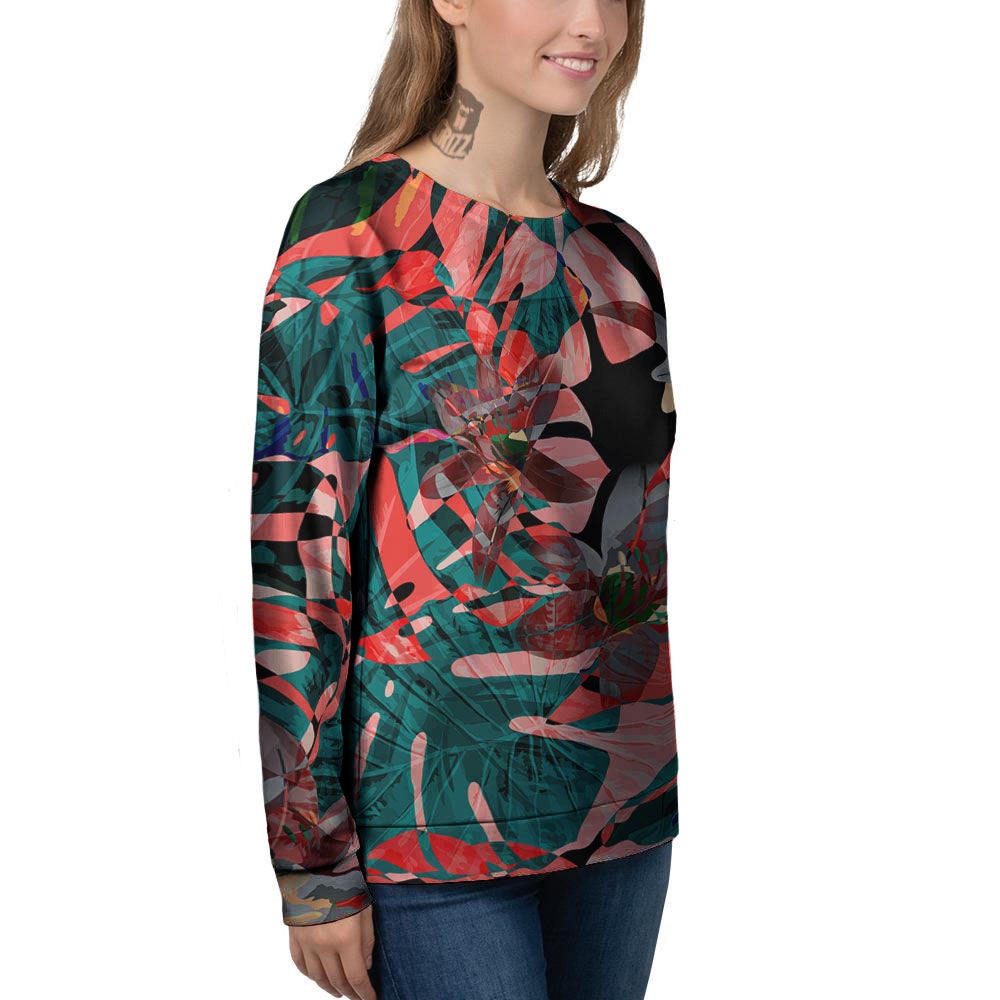 Flower Psychedelic Hawaiian Print Women's Sweatshirt-grizzshop