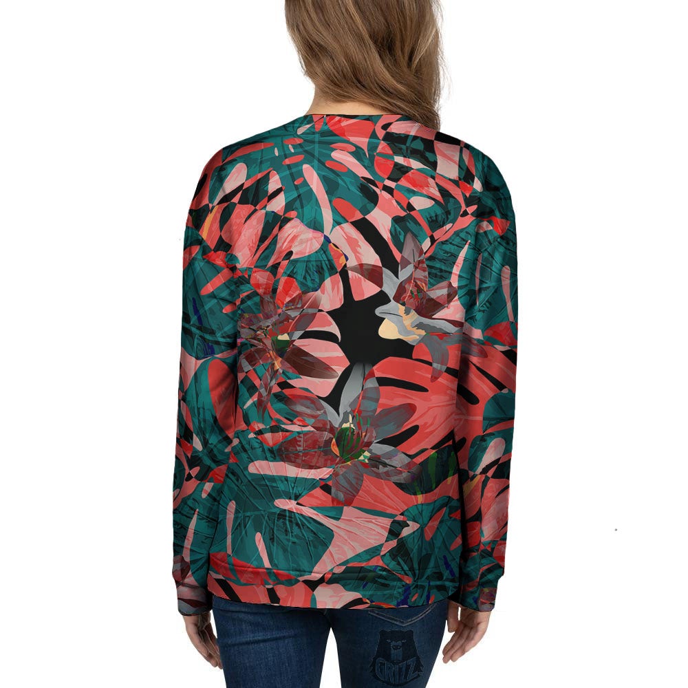 Flower Psychedelic Hawaiian Print Women's Sweatshirt-grizzshop