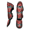 Flower Red Boho Print Pattern Muay Thai Shin Guards-grizzshop