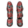 Flower Red Boho Print Pattern Muay Thai Shin Guards-grizzshop