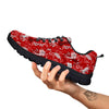 Flower Red Japanese Print Pattern Black Sneaker-grizzshop