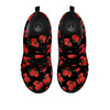 Flower Red Rose Print Pattern Black Sneaker-grizzshop