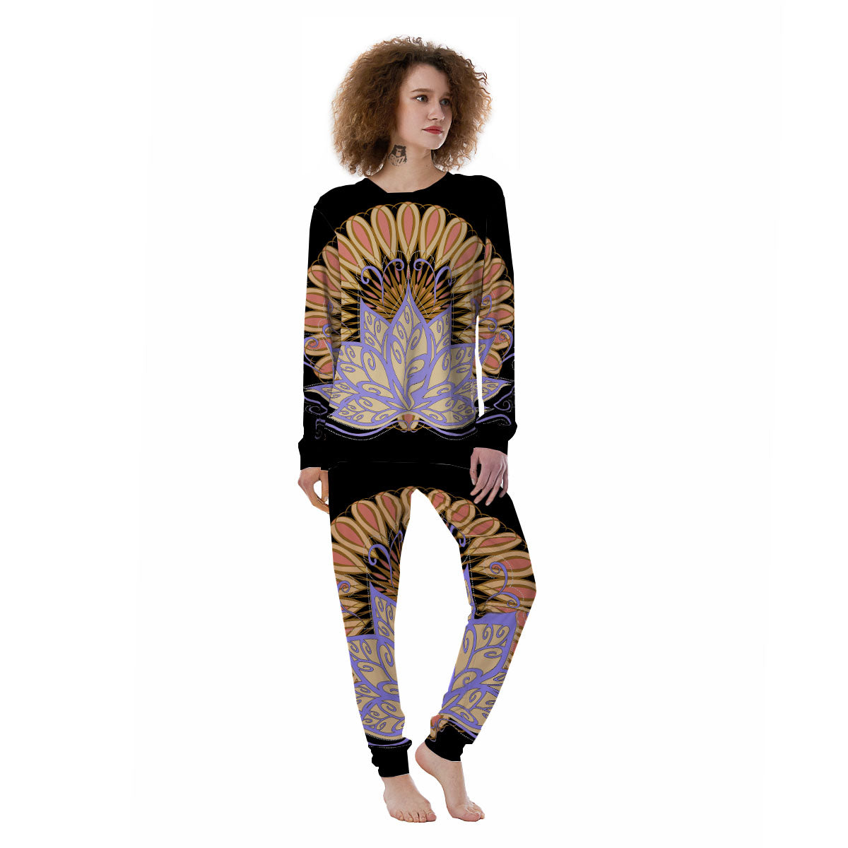 Flower Reiki Chakra Print Women's Pajamas-grizzshop