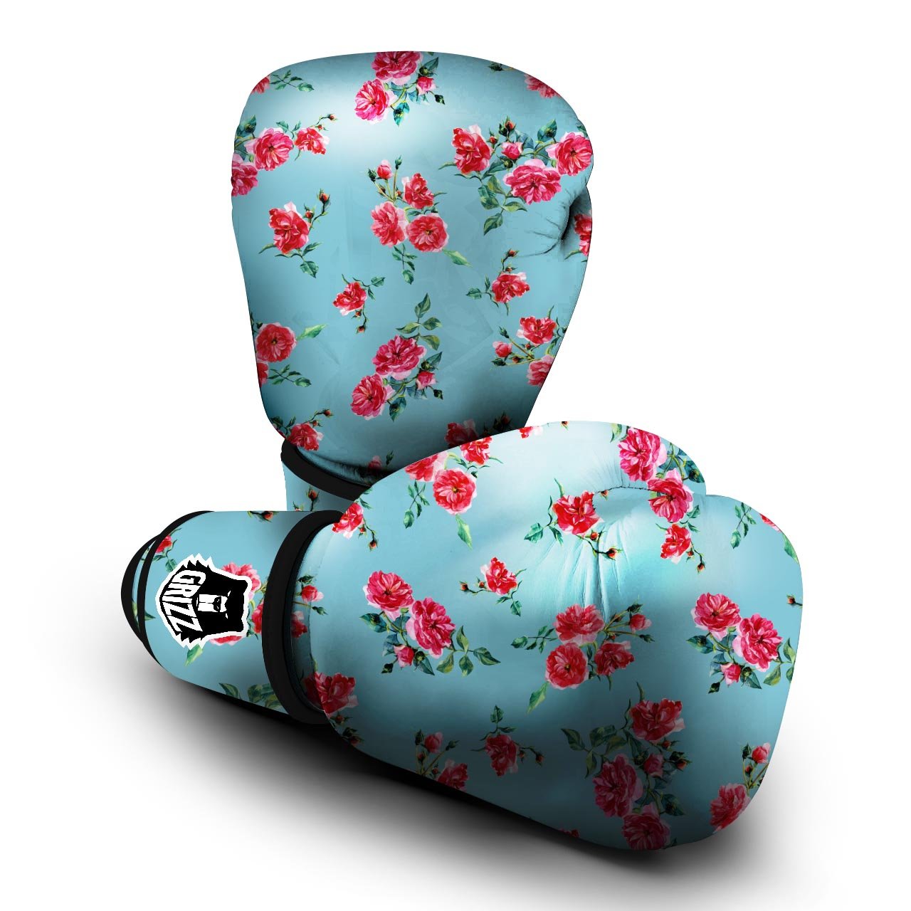 Flower Roses Floral Print Pattern Boxing Gloves-grizzshop