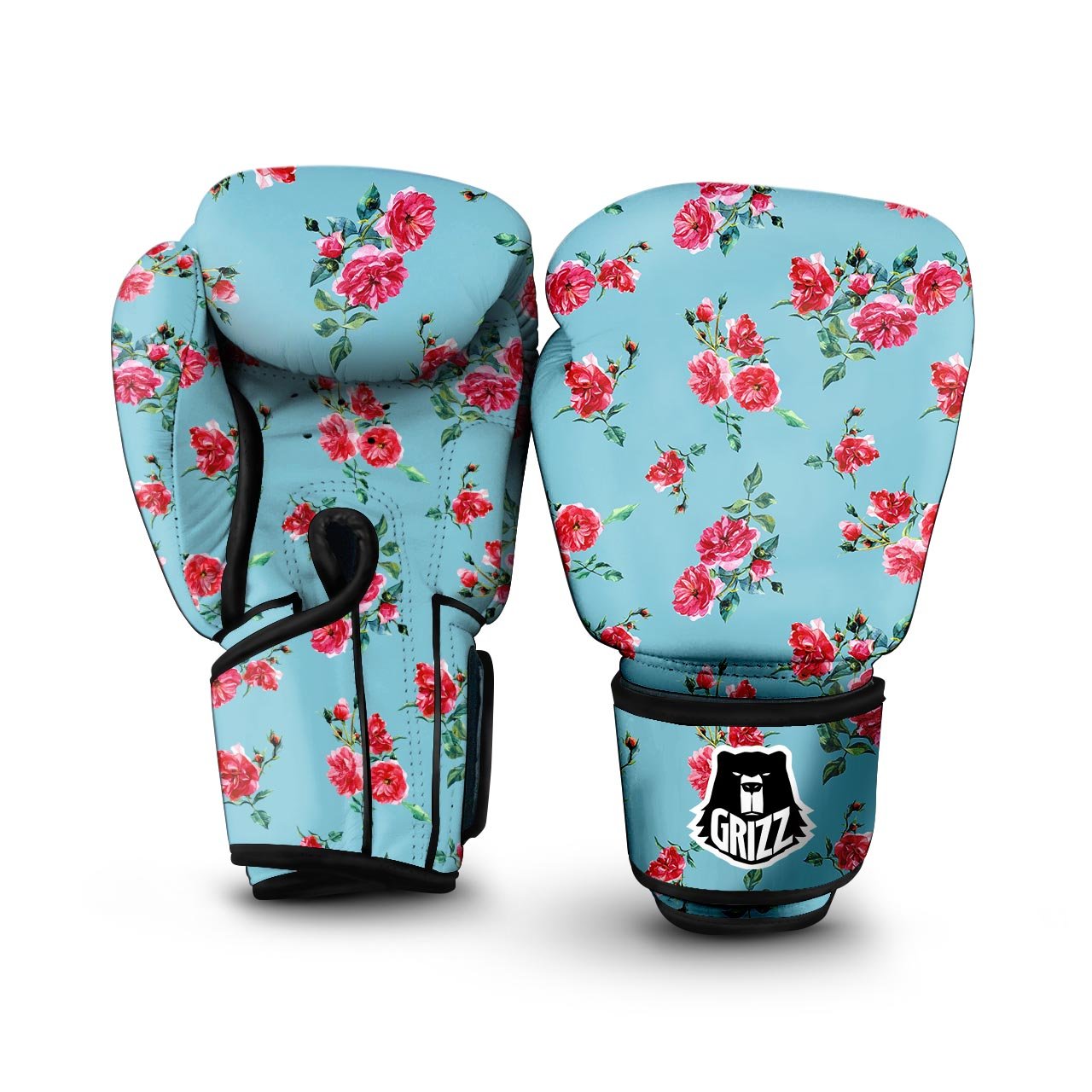 Flower Roses Floral Print Pattern Boxing Gloves-grizzshop